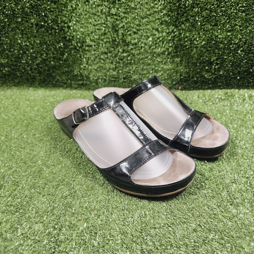 Mephisto Air Relax Valena Black Patent Leather T-Strap Sandals Womens 38 US 8